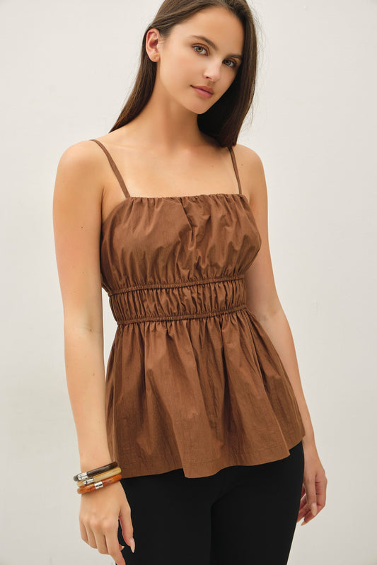 Jolie Ruched Peplum Cami Top