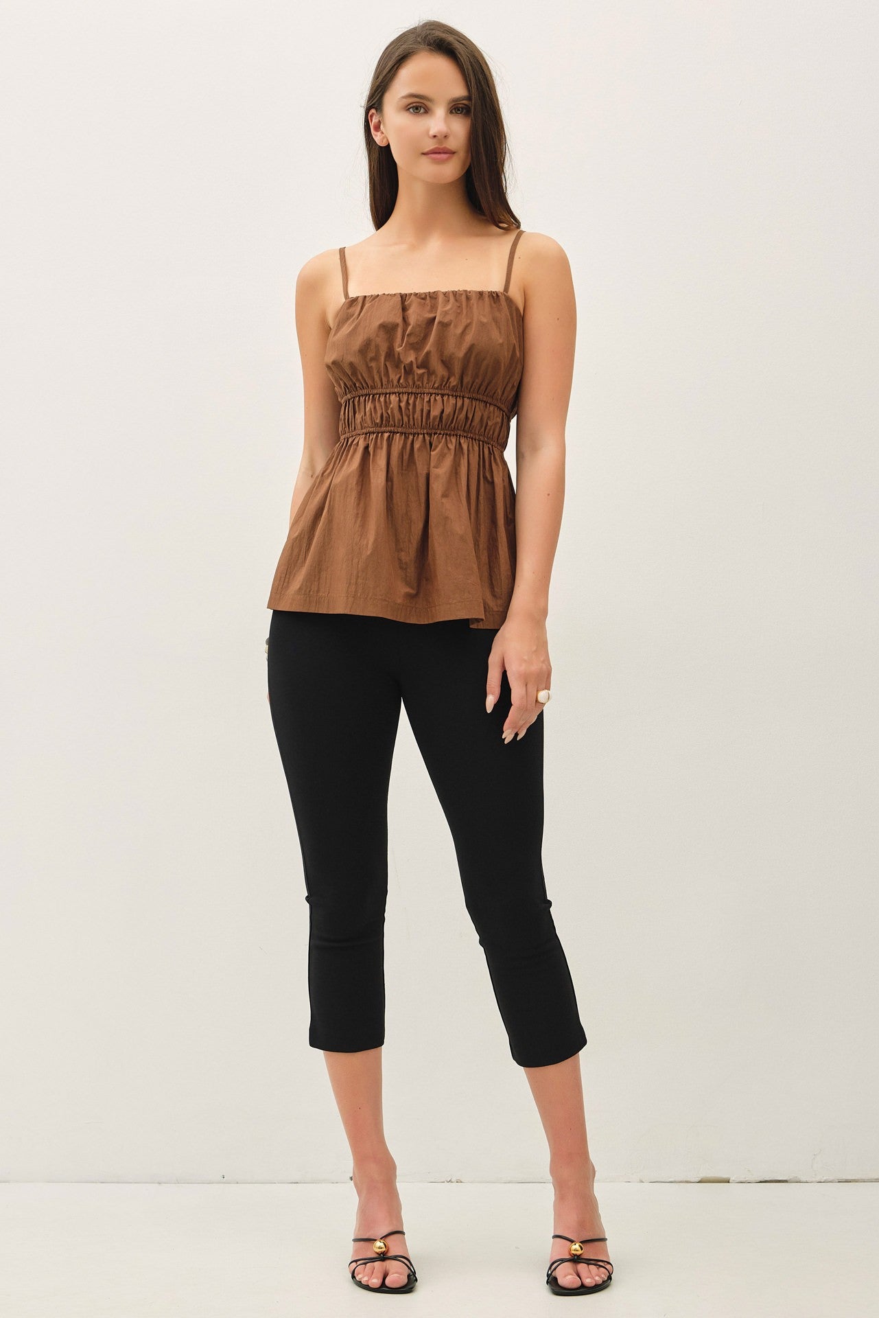 Jolie Ruched Peplum Cami Top