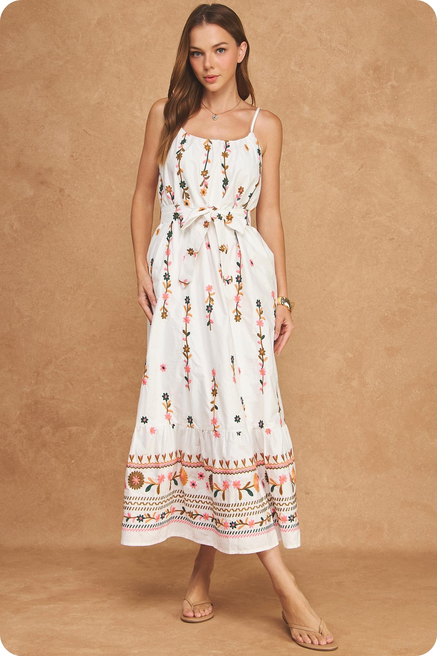 The Juliette Embroidered Floral Midi Dress