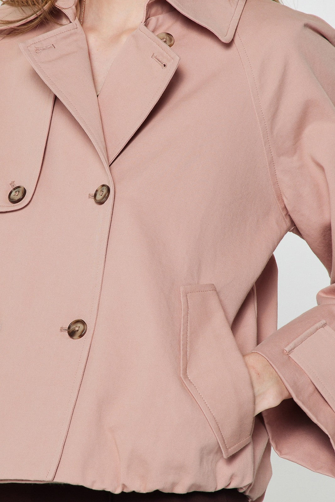 Pink cropped trench jacket