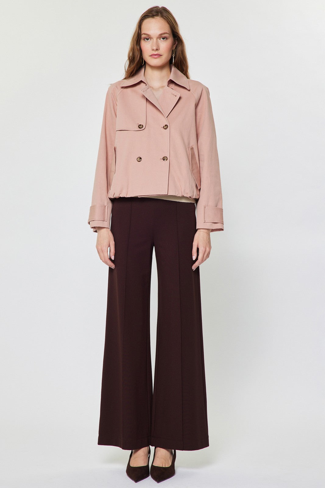 Pink cropped trench jacket