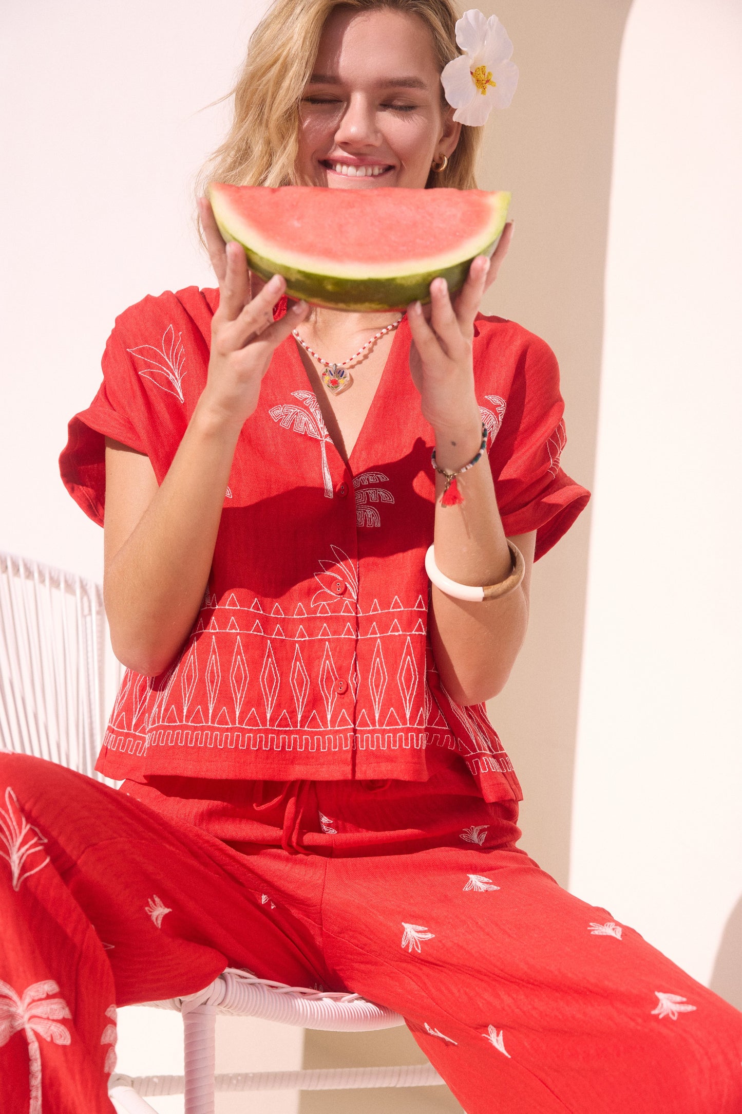 Emery Border Embroidered Shirt