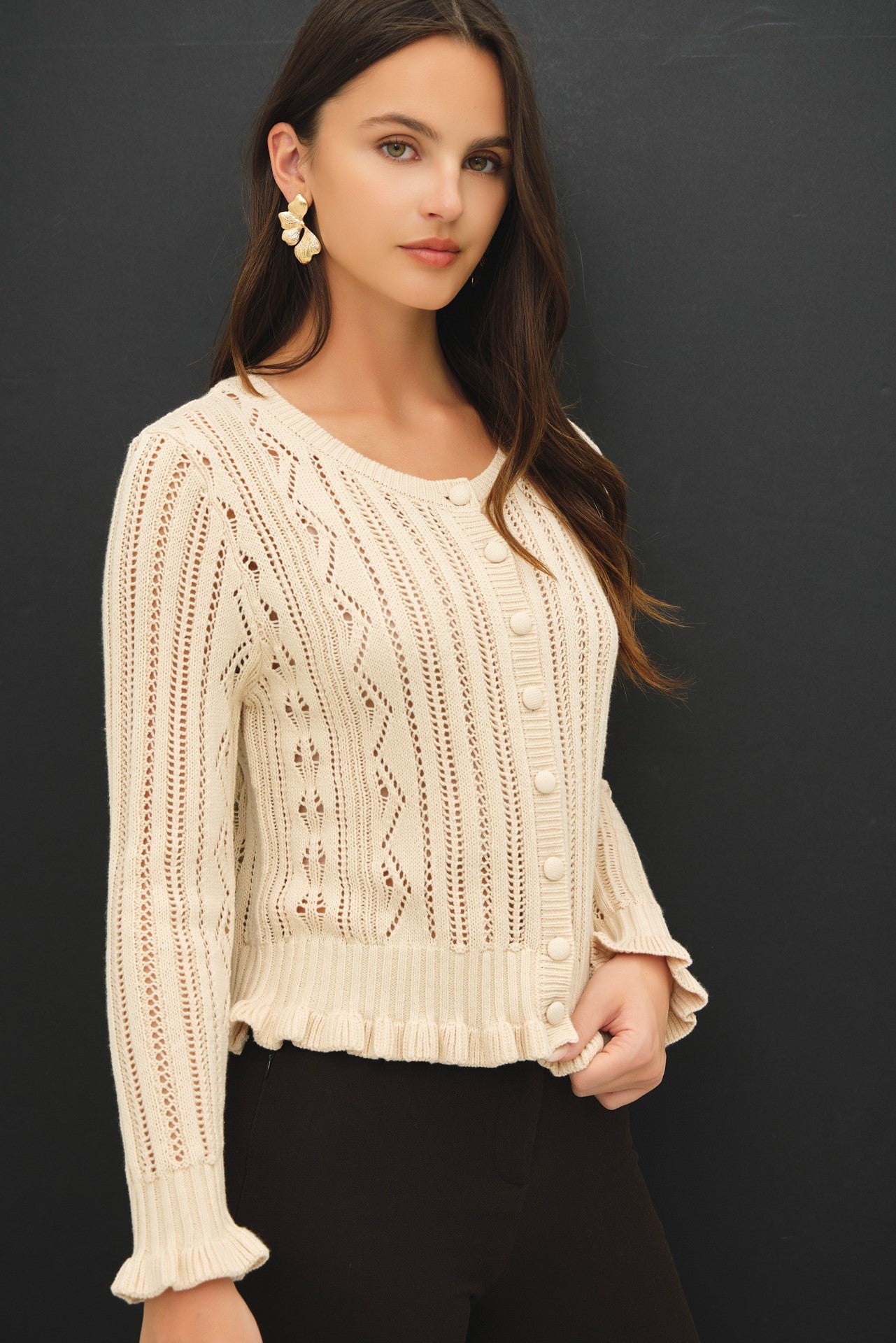 The Brielle Pointelle Crop Cardigan