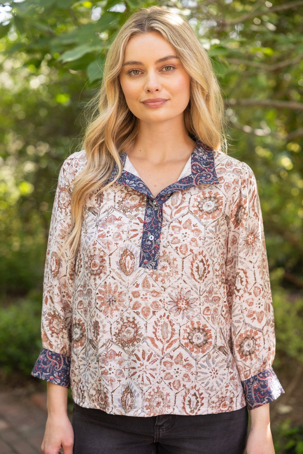 Vanessa Medallion Print Boho Blouse