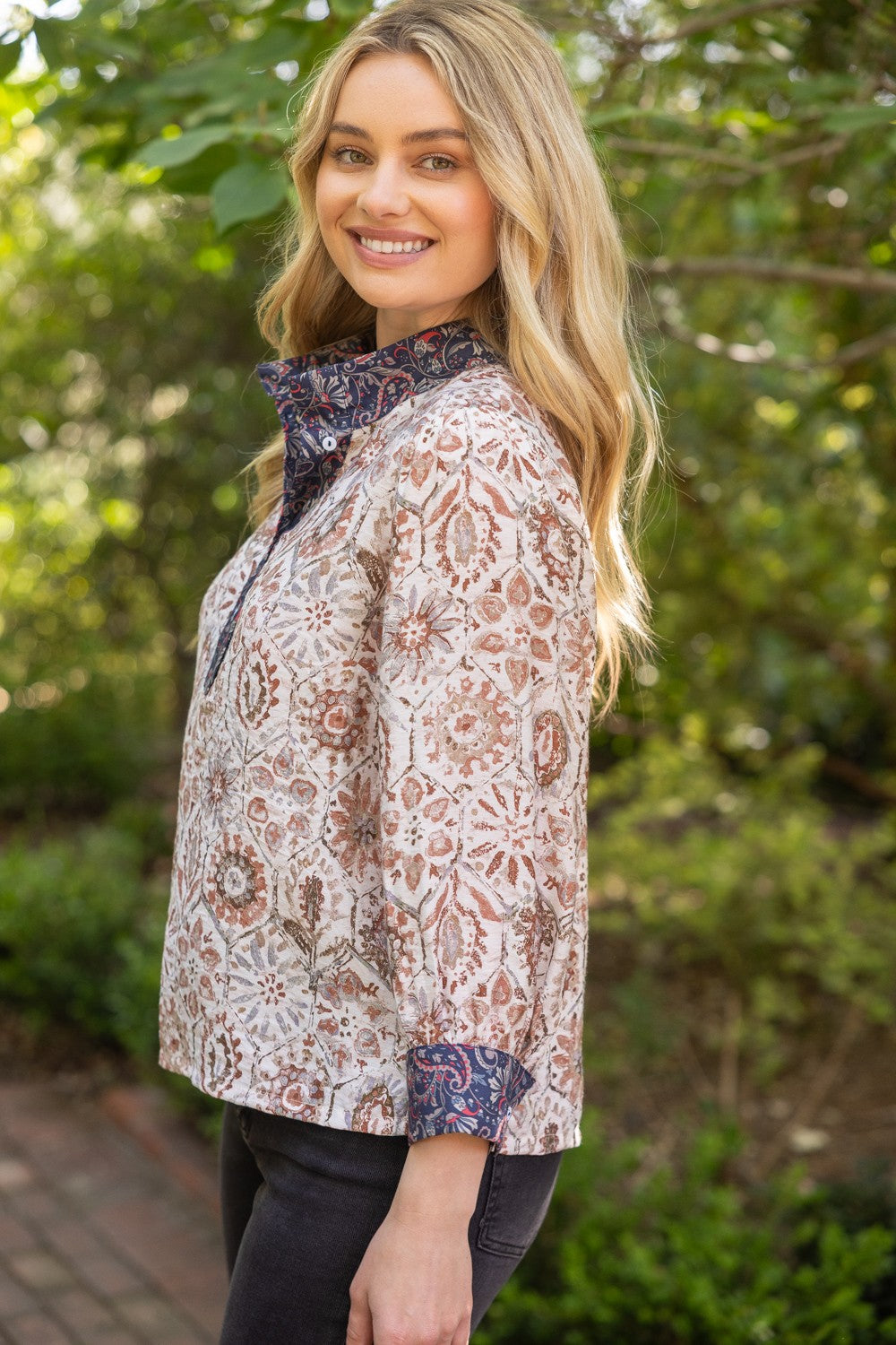 Vanessa Medallion Print Boho Blouse