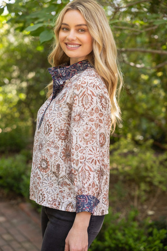 Vanessa Medallion Print Boho Blouse