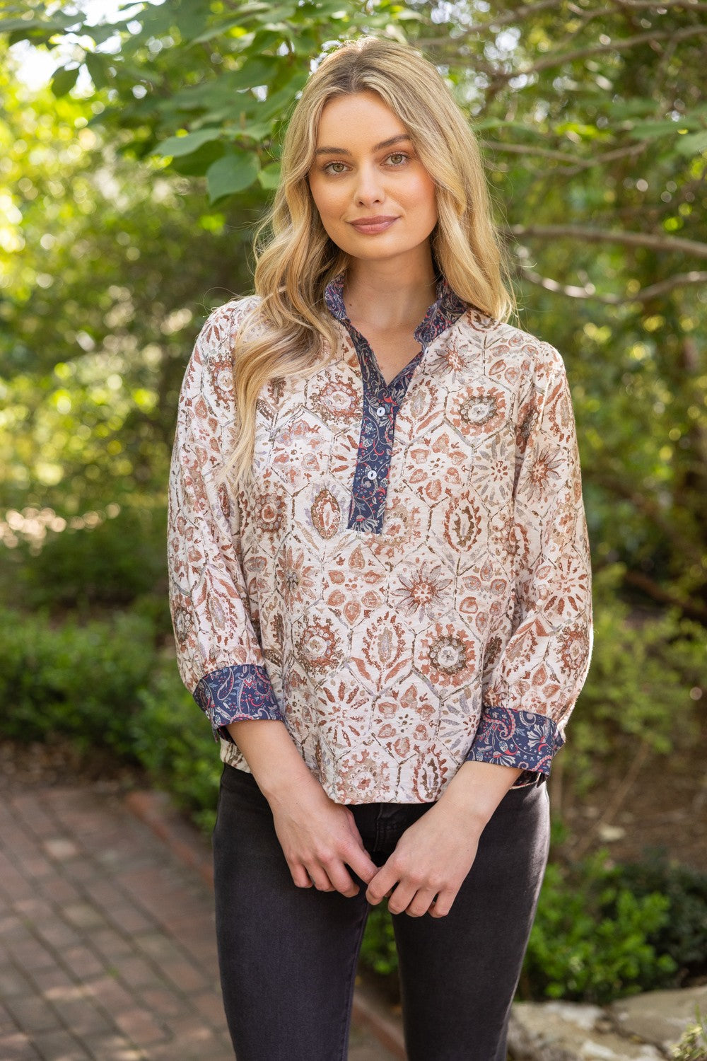 Vanessa Medallion Print Boho Blouse