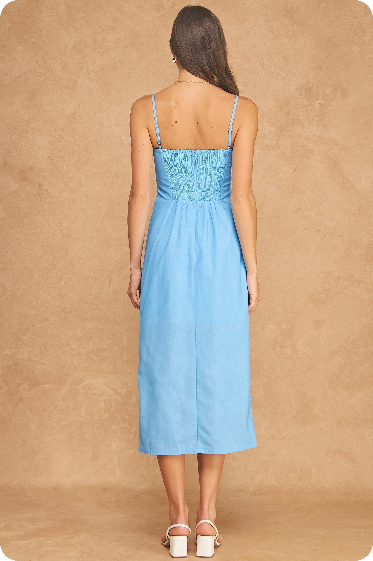 Danielle Watercolor Bloom Bow Midi Dress
