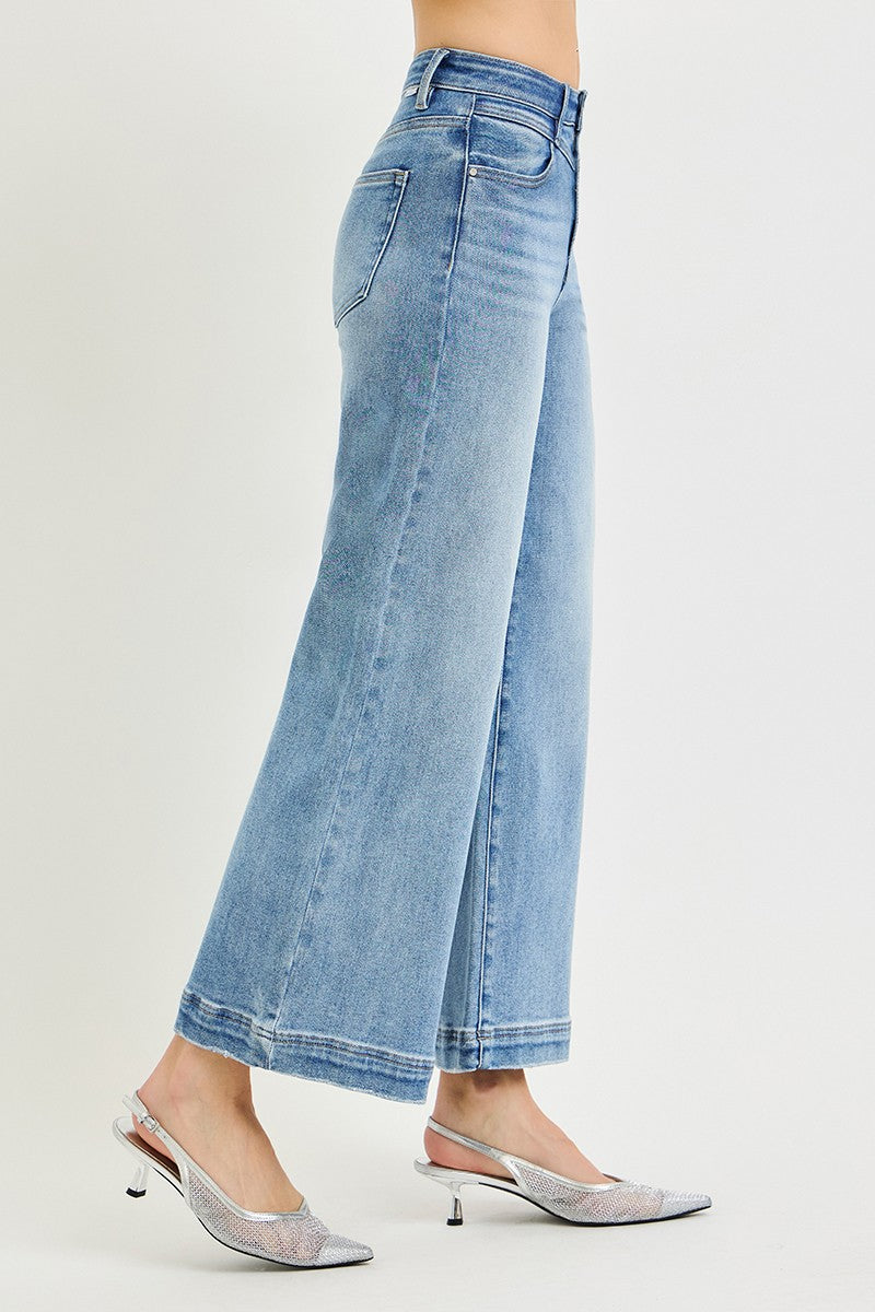 High Rise Crop Wide Leg Jeans
