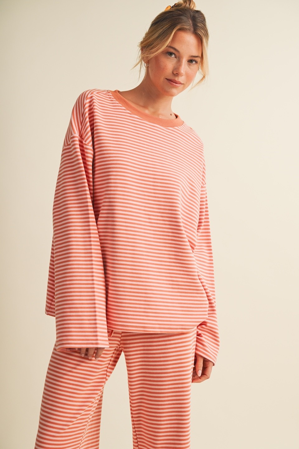 Emery Oversized Striped Jersey Top