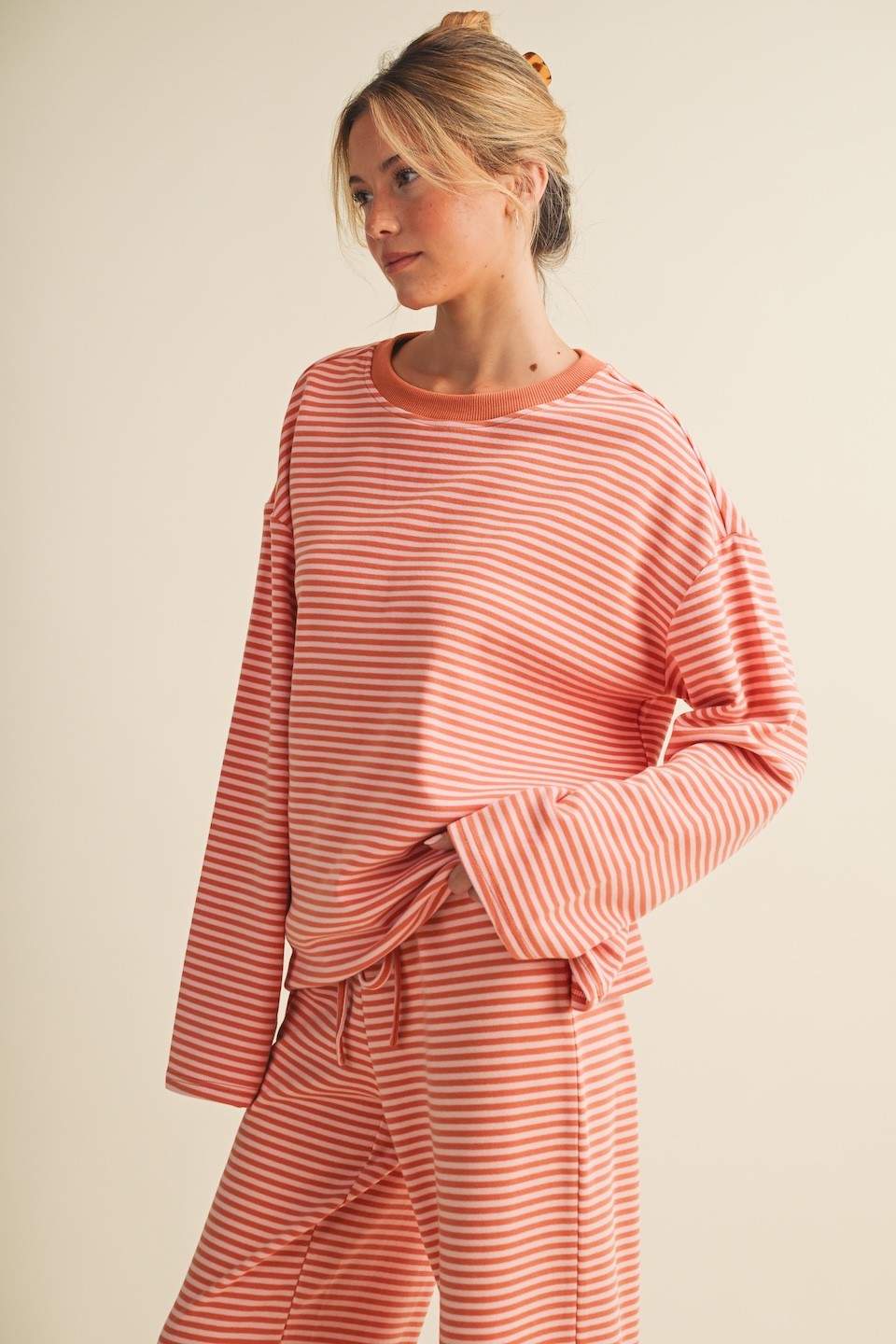 Emery Oversized Striped Jersey Top