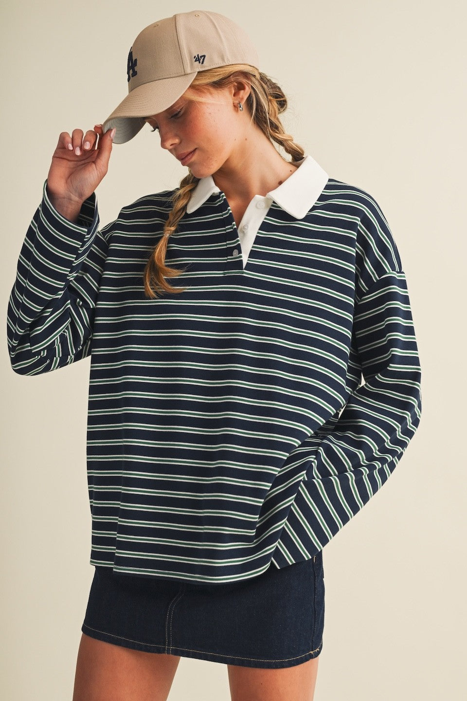 Avery Striped Rugby Long Sleeve Top