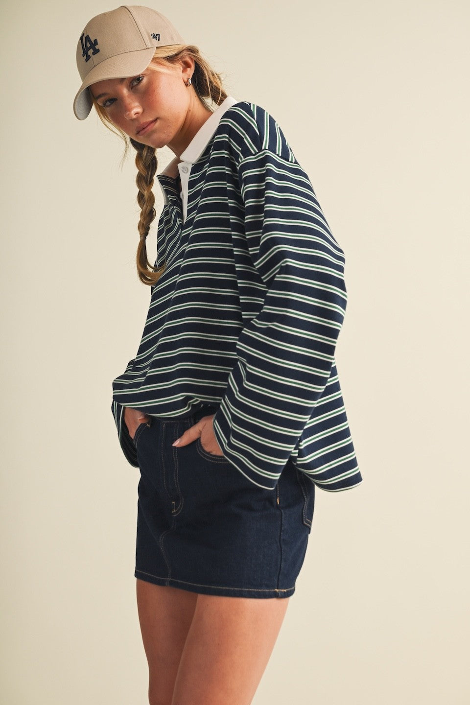 Avery Striped Rugby Long Sleeve Top