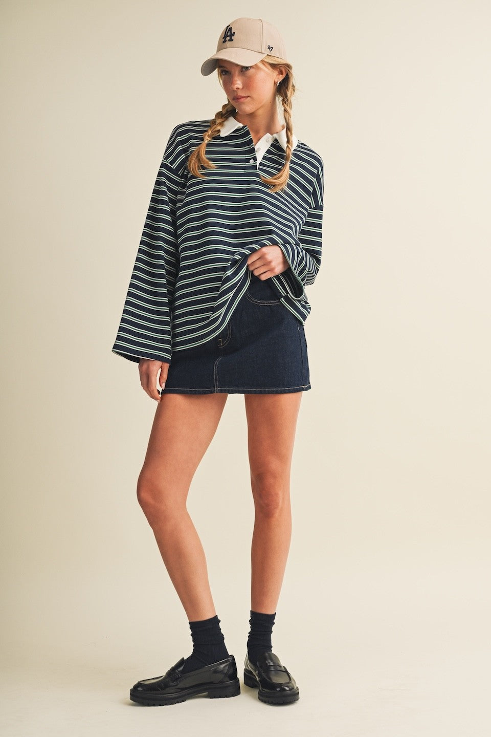 Avery Striped Rugby Long Sleeve Top