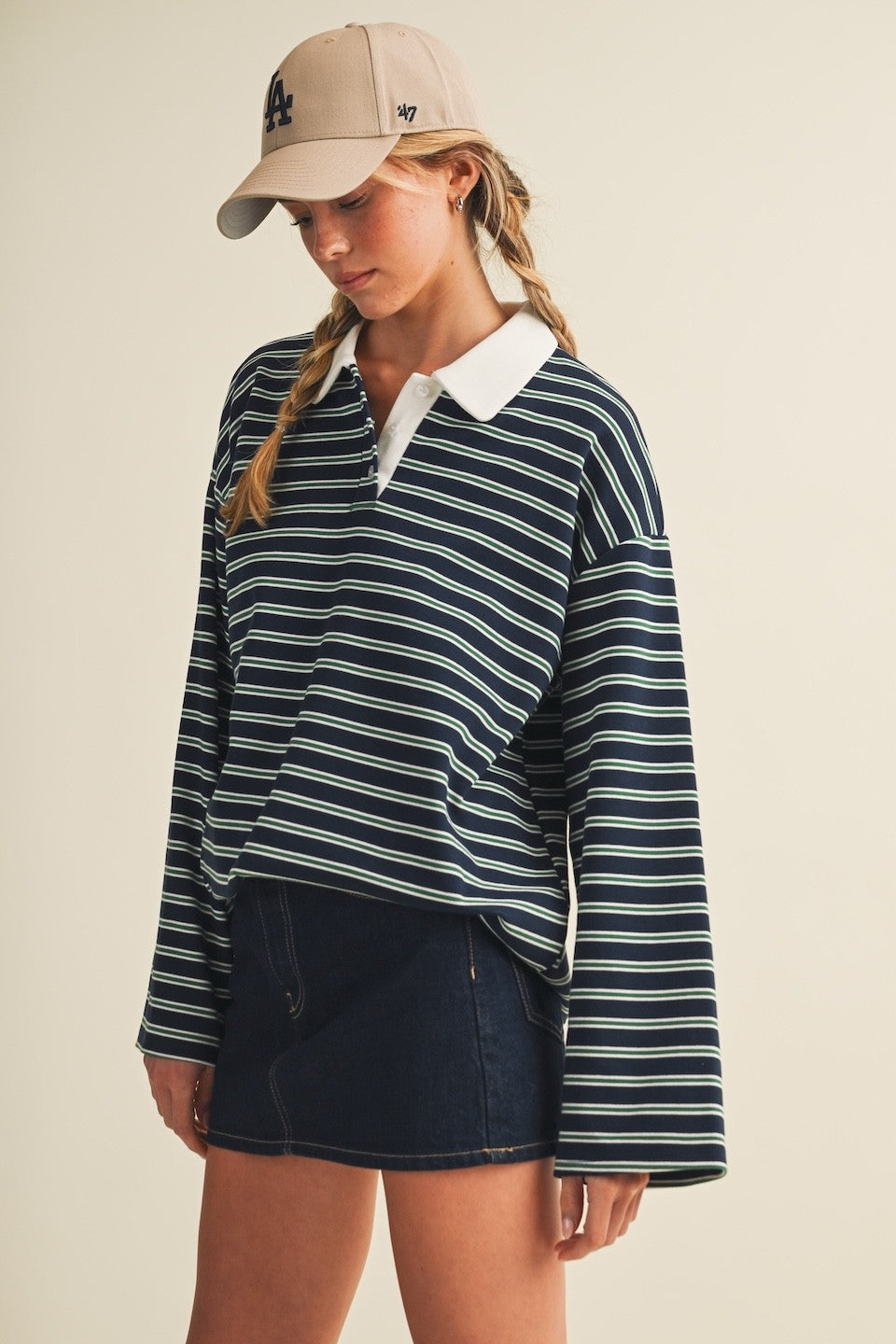 Avery Striped Rugby Long Sleeve Top