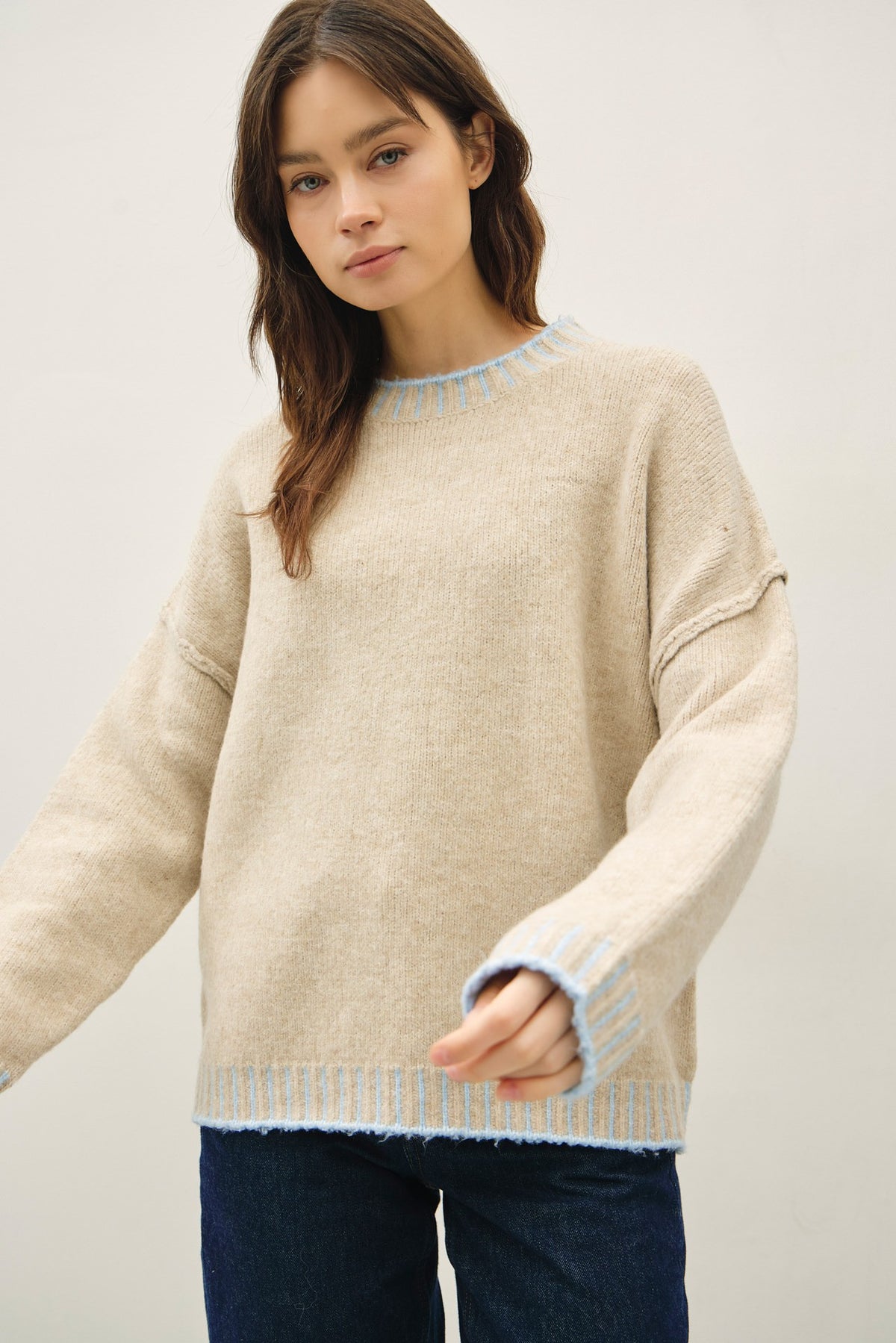 The Marlowe Contrast-Trim Sweater