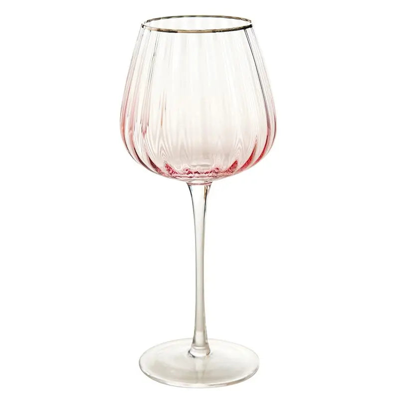Blush Wine Glass Stemmed Silver Rim
