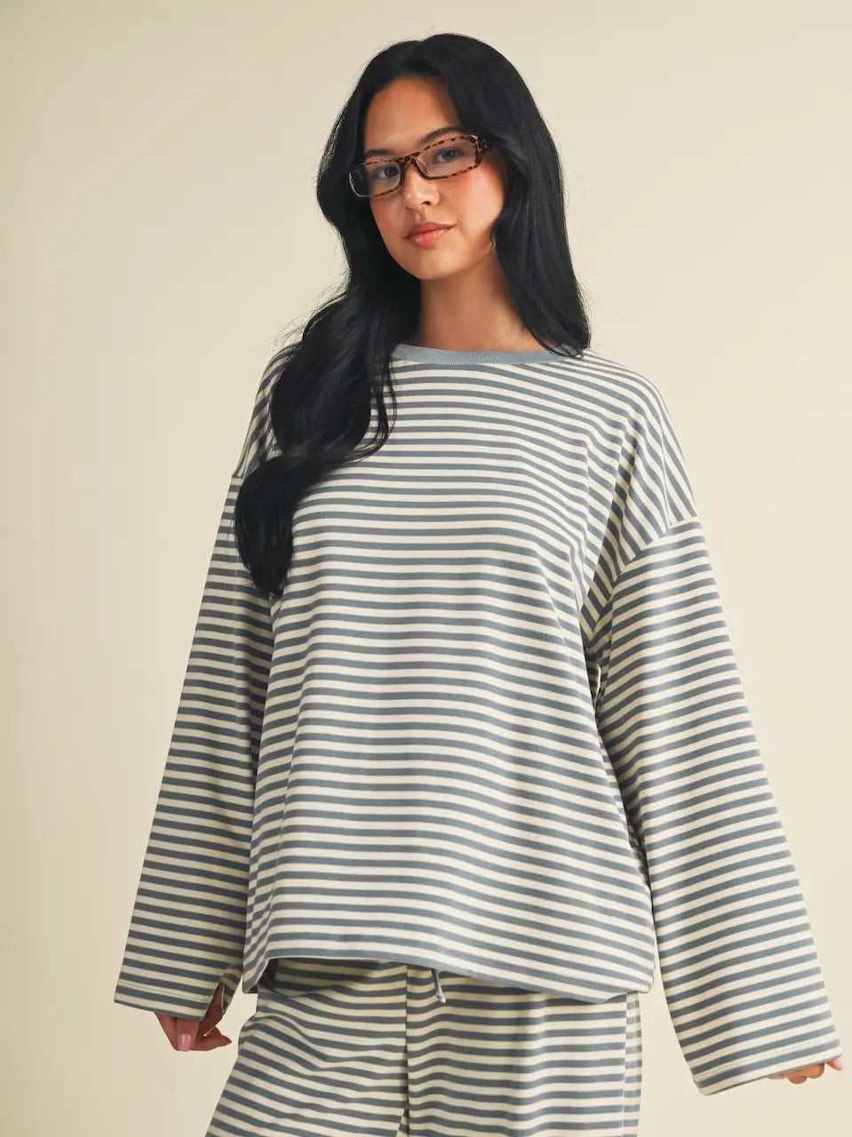 Emery Oversized Striped Jersey Top