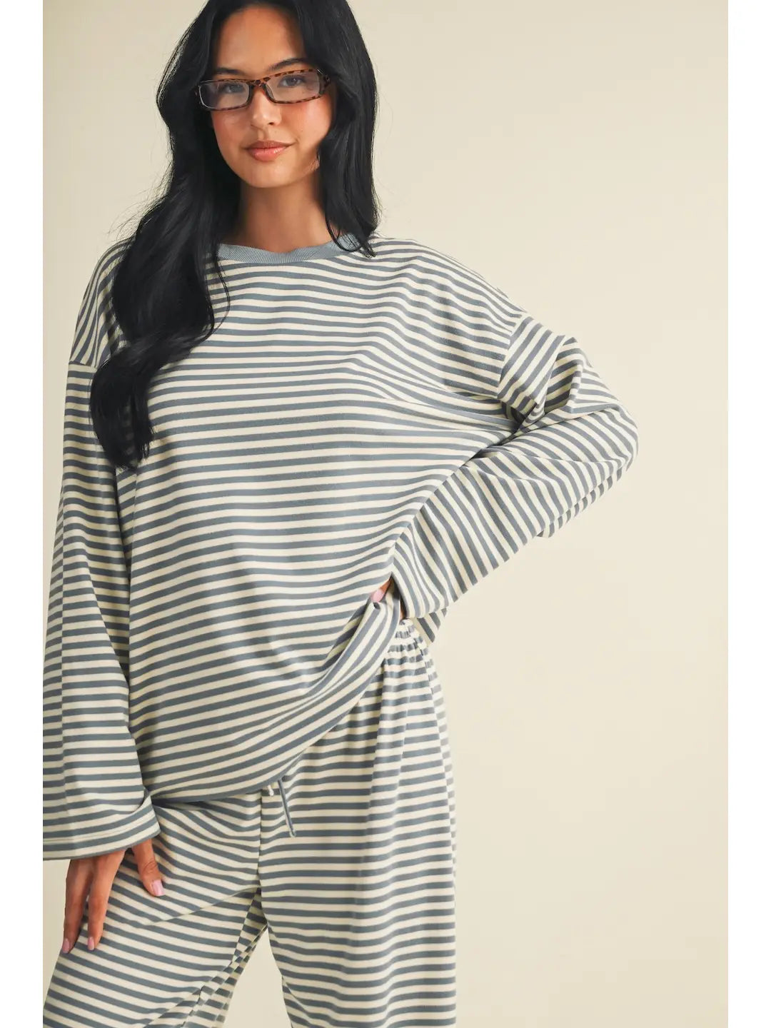 Emery Oversized Striped Jersey Top