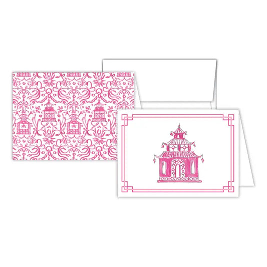 Handpainted Pink Pagoda Stationery