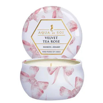 Velvet Tea Rose Tin Candle