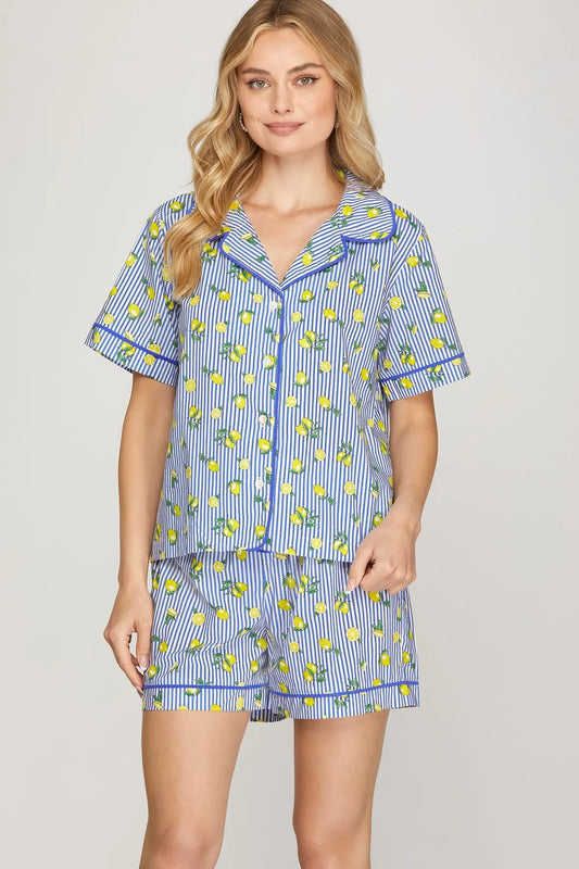 The Isolde Striped Pajama Set pairs classic stripes with soft cotton comfort for effortlessly chic lounging.