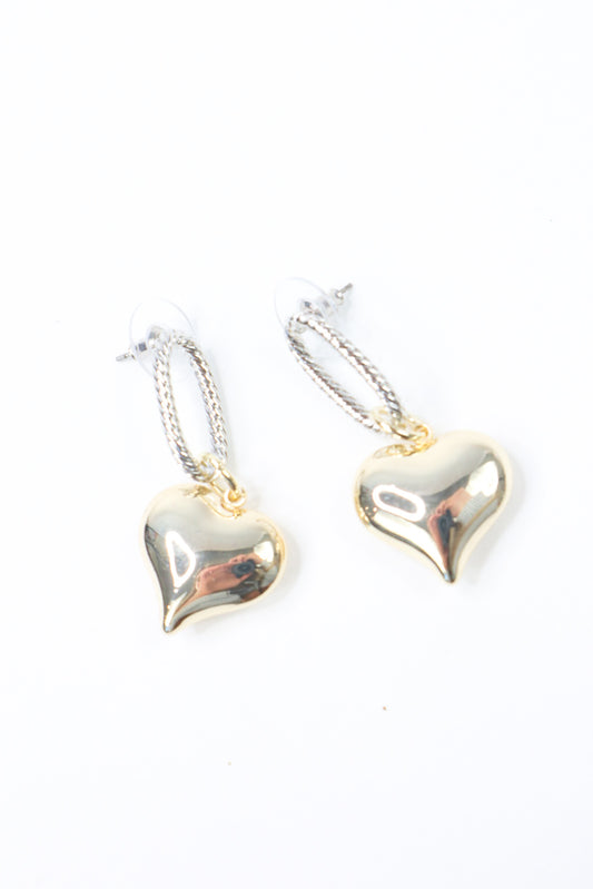 Golden Heart Drop Earrings