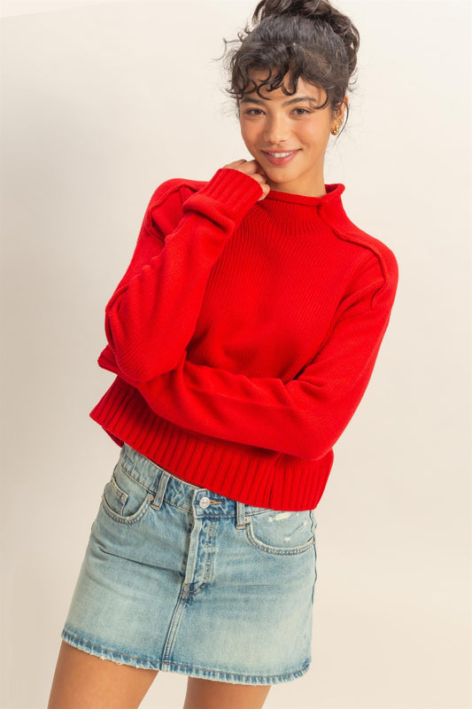 A cozy roll-neck sweater with seam detail and a relaxed fit for versatile, everyday styling.