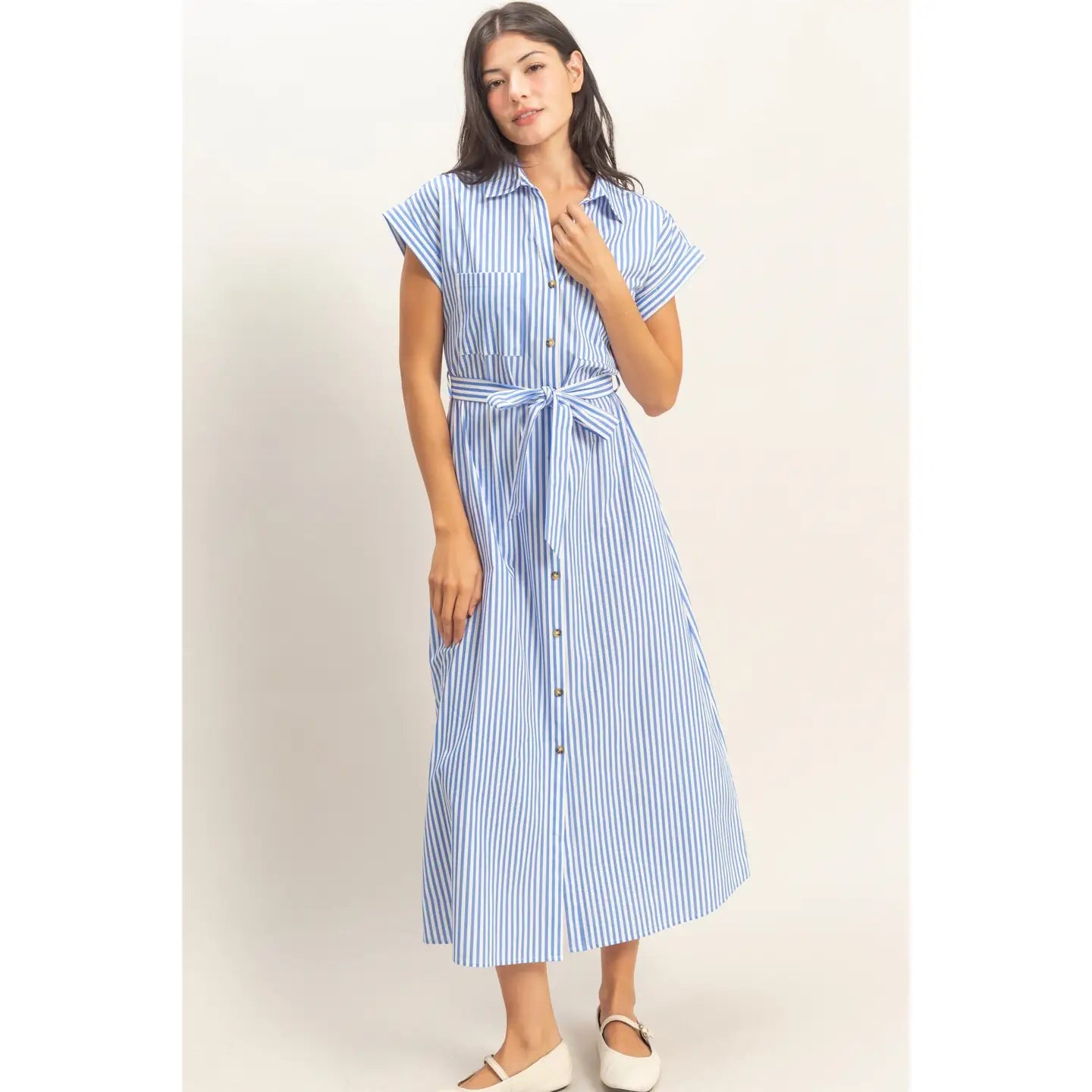 City Stroll Belted Midi Dress