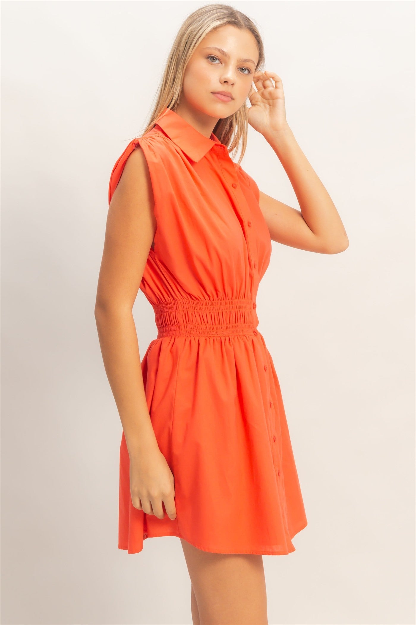 Tessa Shirred Waist Sleeveless Dress