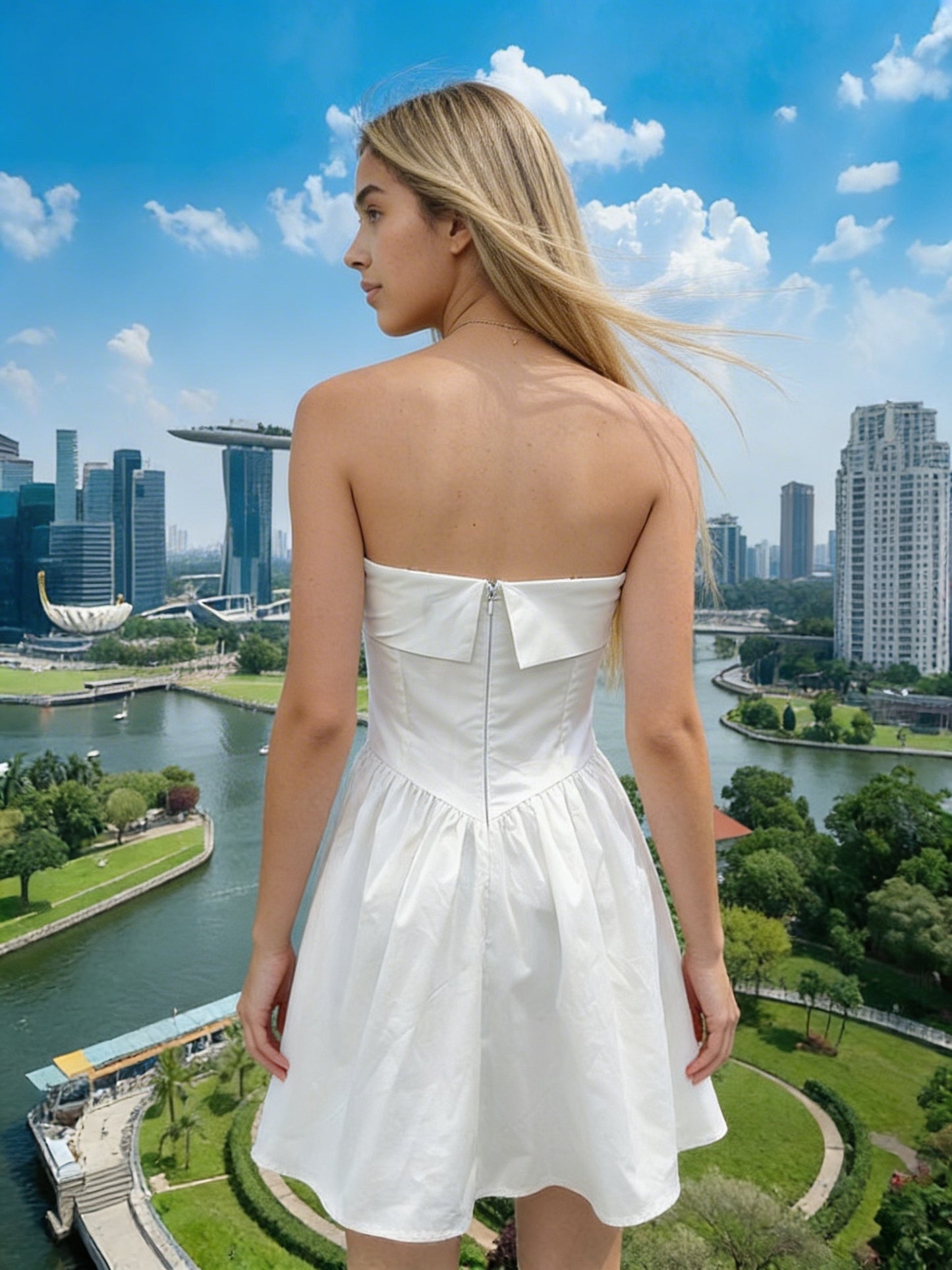 Folded Band Strapless Tube Mini Dress