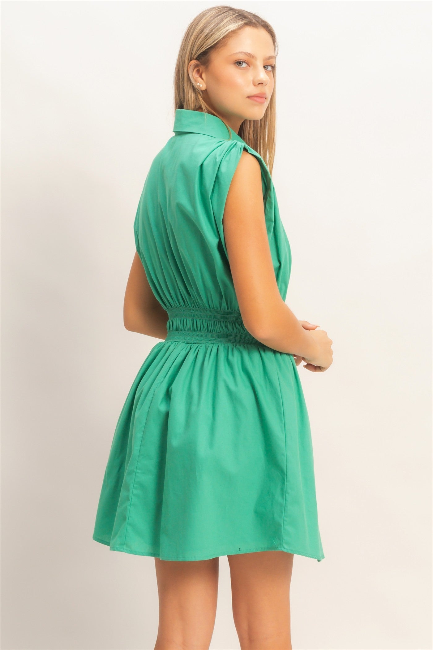 Tessa Shirred Waist Sleeveless Dress