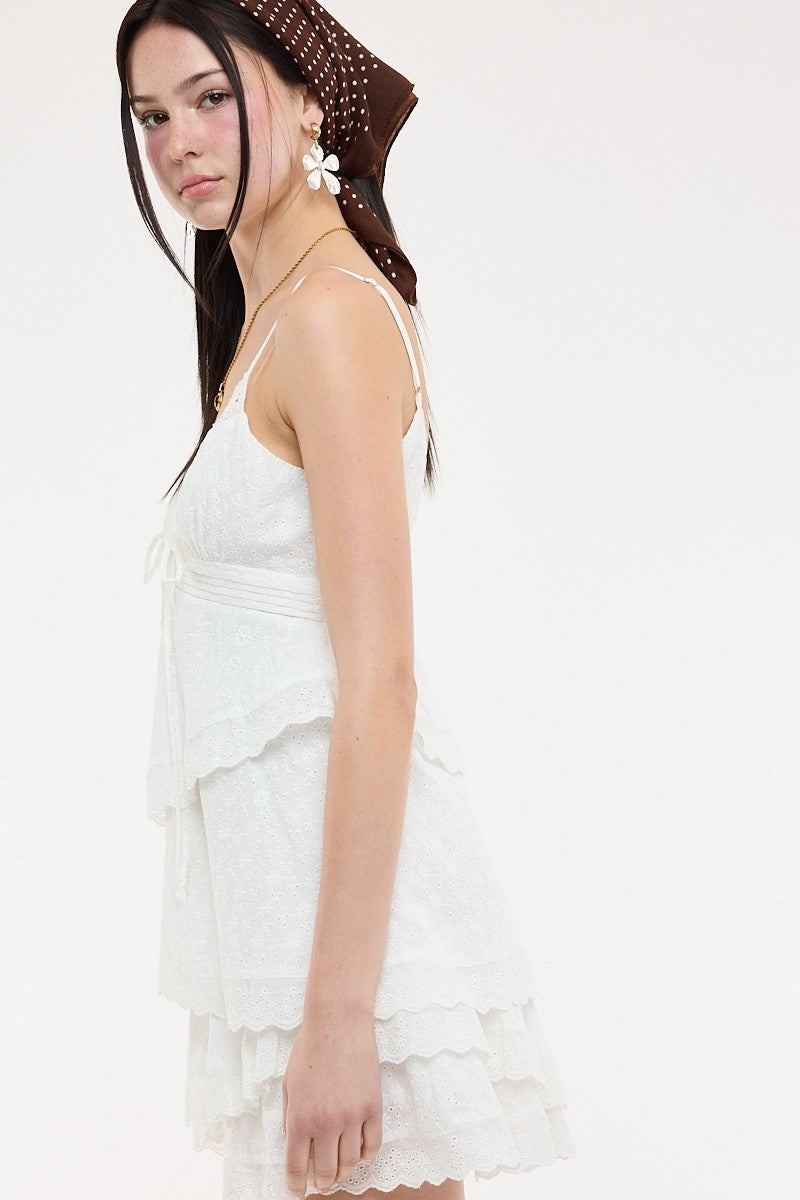 Gabriella White Eyelet Lace Mini Dress