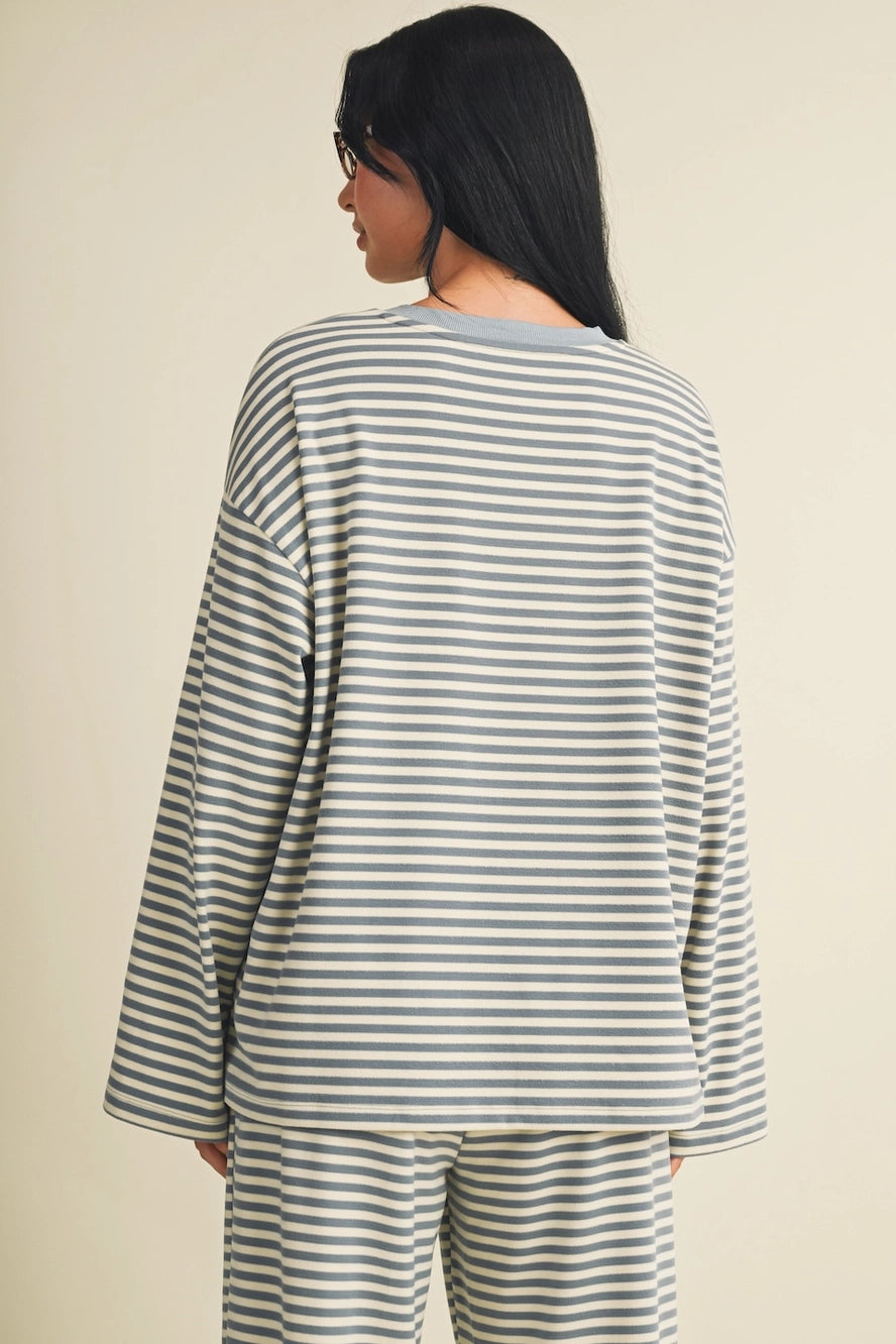 Emery Oversized Striped Jersey Top