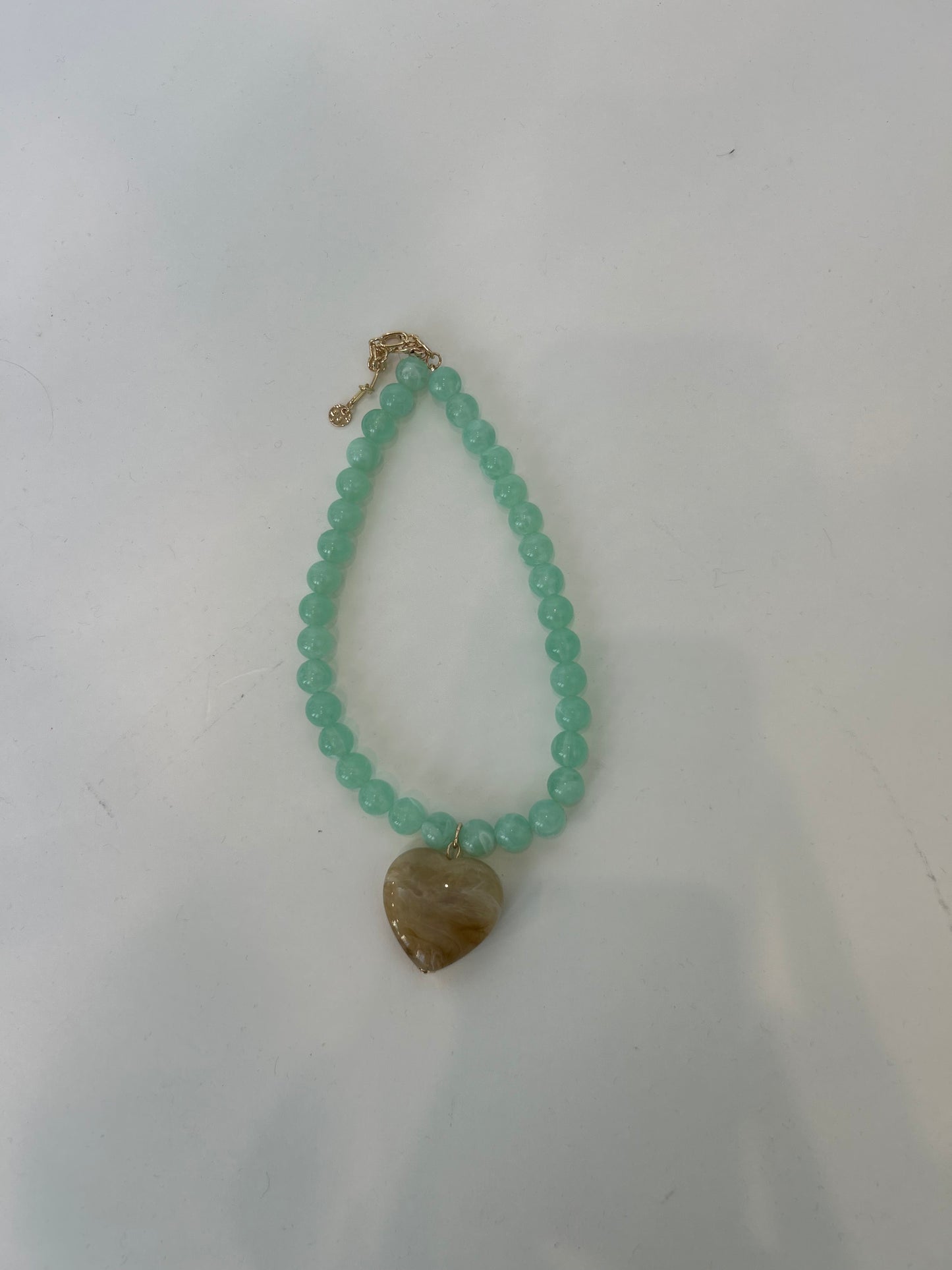Seafoam Heart Beaded Necklace