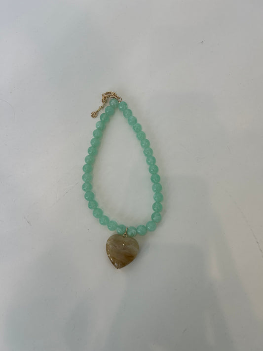 Seafoam Heart Beaded Necklace