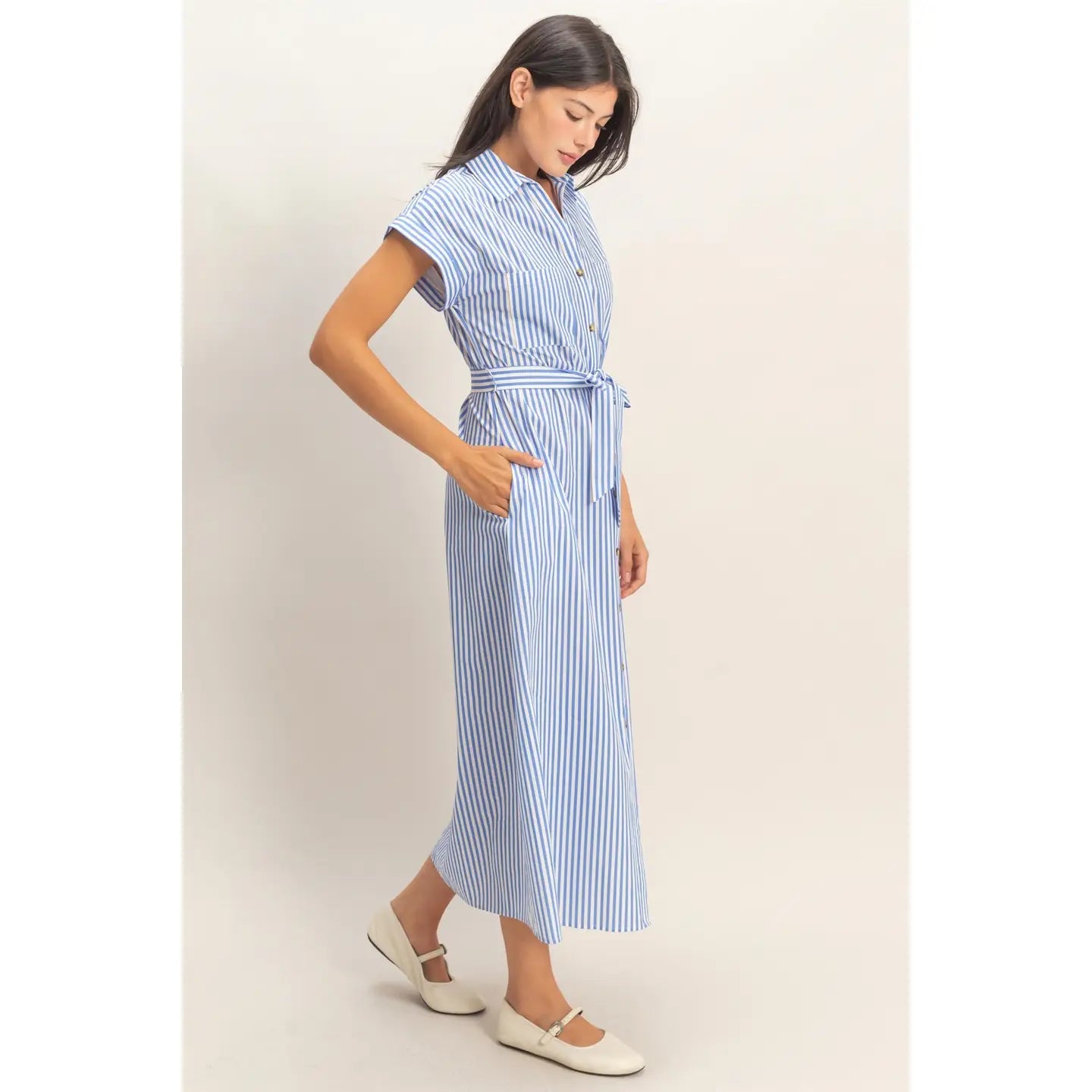 City Stroll Belted Midi Dress