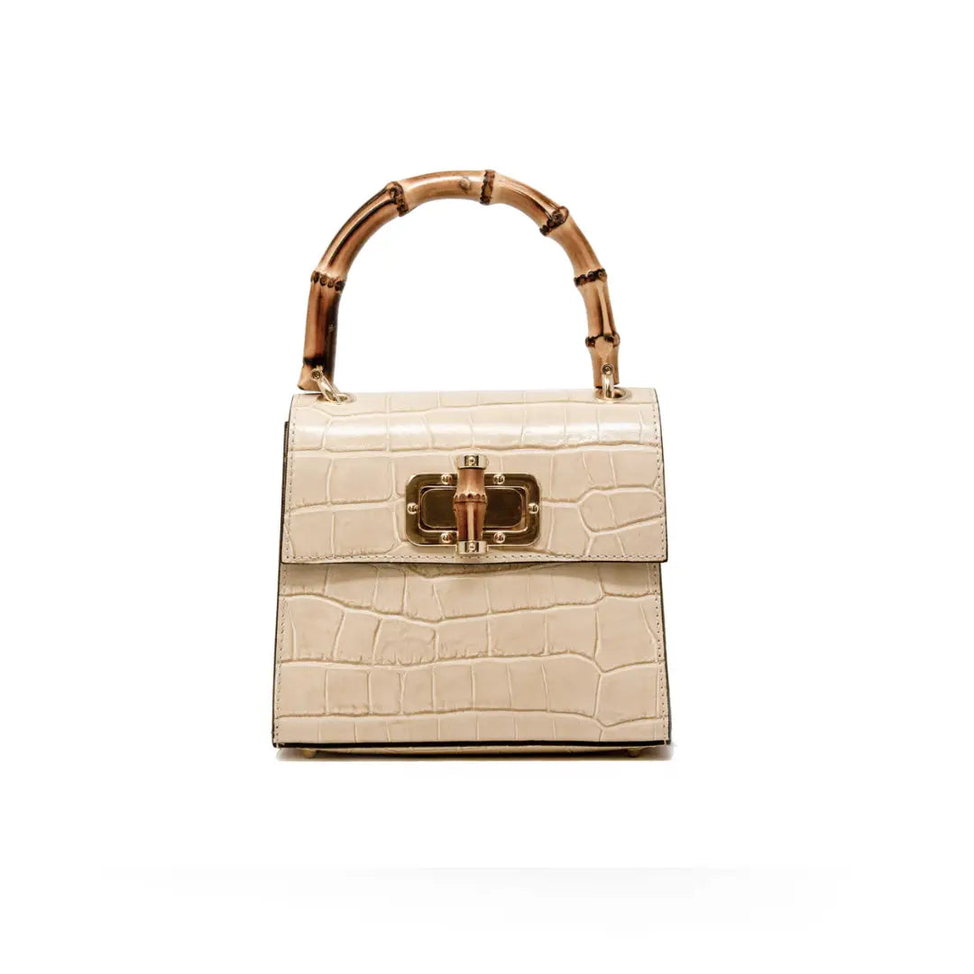 Lucia Bamboo Handle Italian Leather Satchel