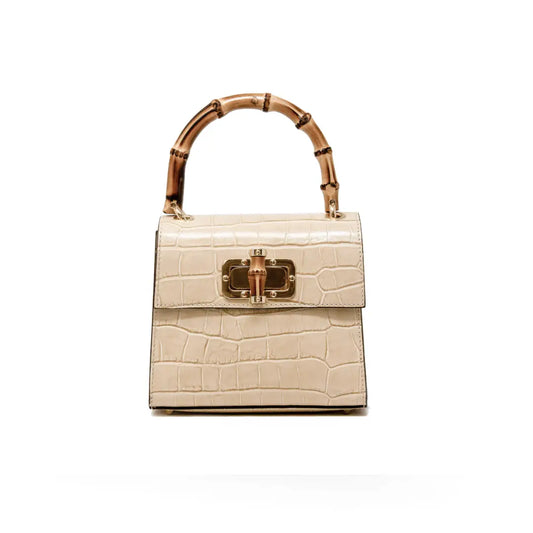 Lucia Bamboo Handle Italian Leather Satchel