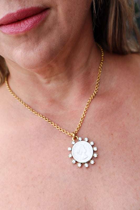 Vintage Coin and Diamond Necklace