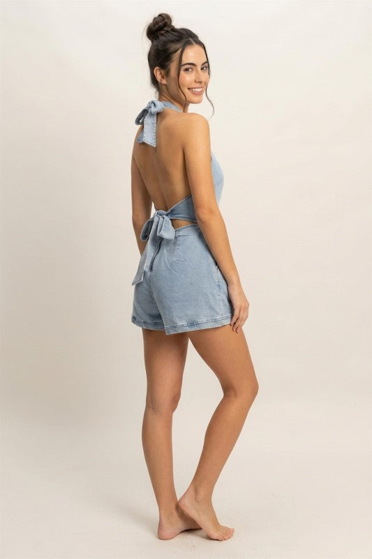 Saylor Denim Halter Romper