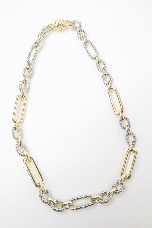 Mixed Metal Statement Chain Necklace