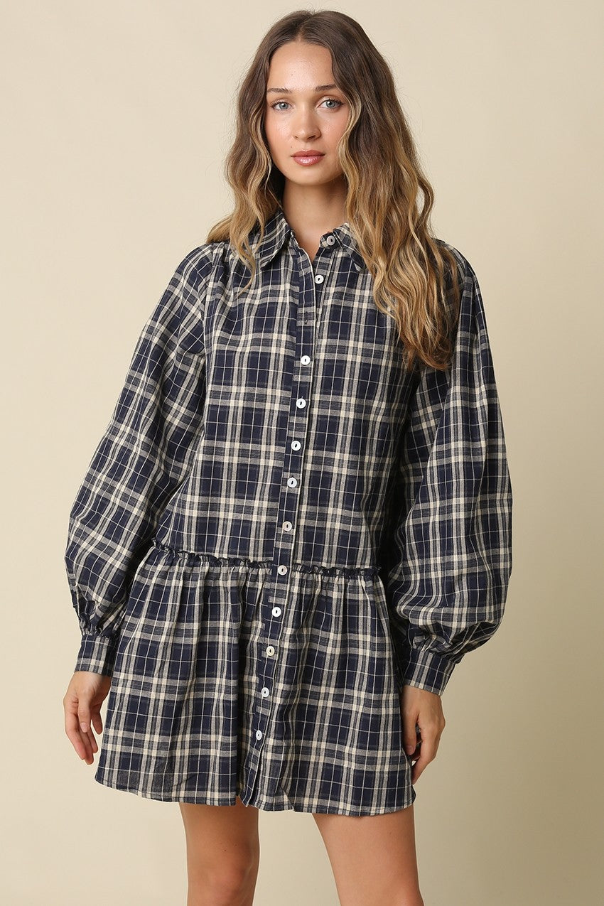 Luci Plaid Babydoll Mini Dress