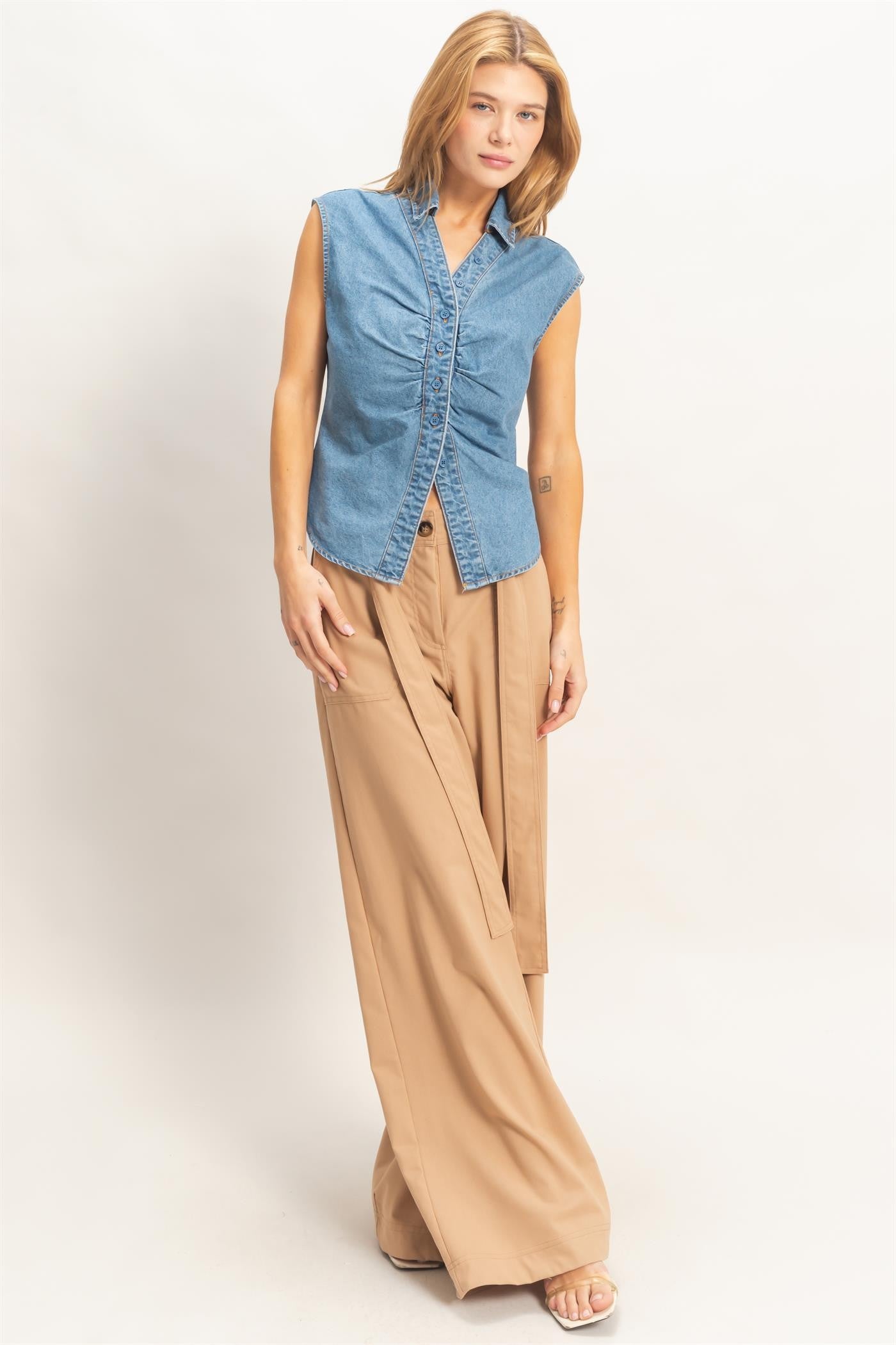 The Ashley Denim Button-Up Top