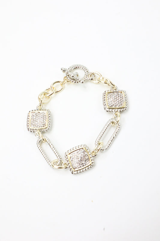 Pavé Square Link Bracelet