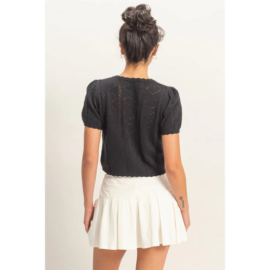 The Midnight Muse Cropped Knit Cardigan