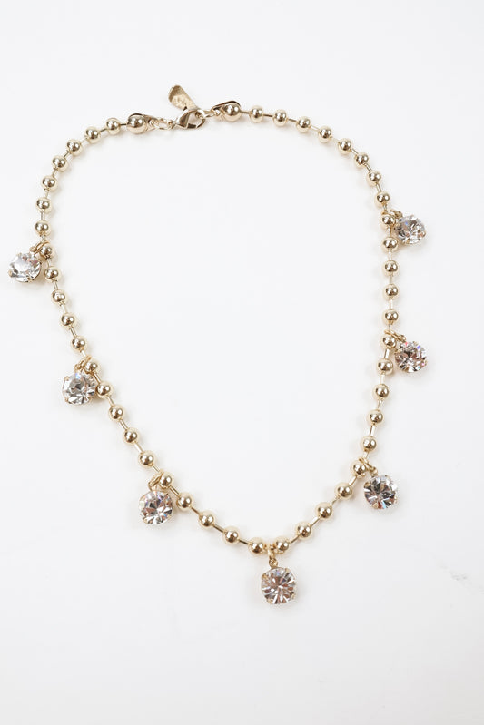 Golden Gem Drop Beaded Necklace