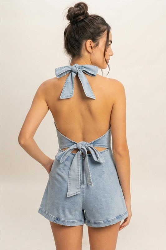 Saylor Denim Halter Romper