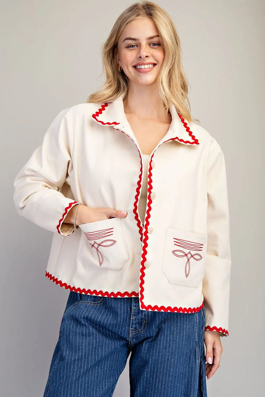Rachael Ric Rac Trim Embroidered Jacket