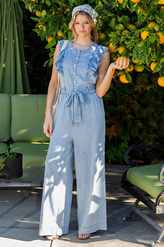 Ruffle Round Neck Jumpsuit